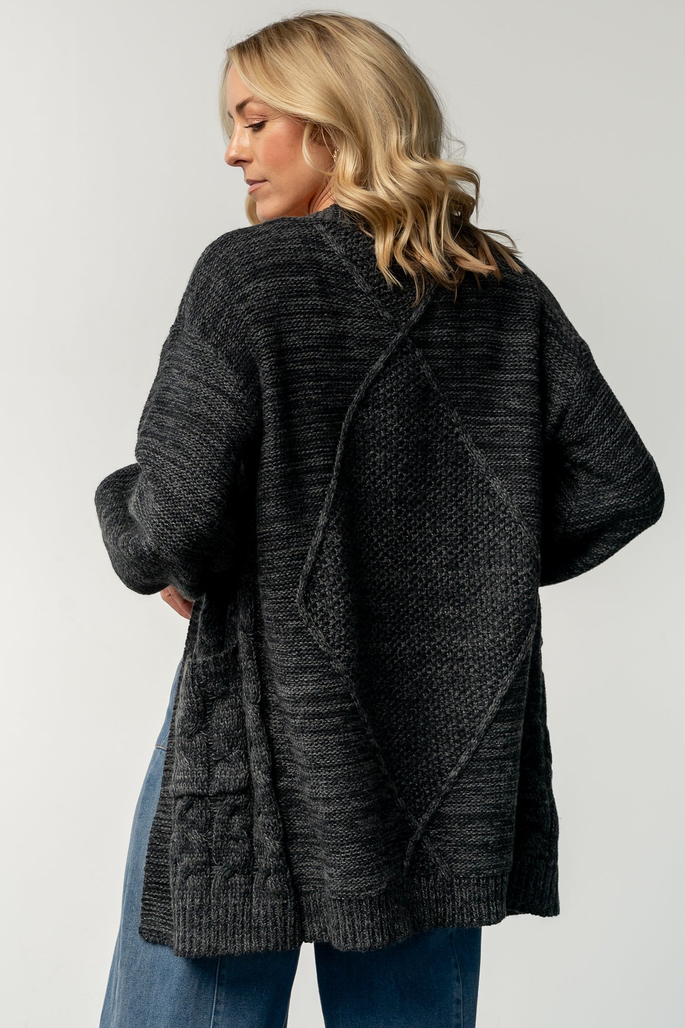 Spencer Chunky Knit Cardigan | Charcoal