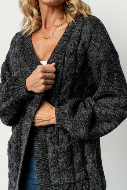 Spencer Chunky Knit Cardigan | Charcoal
