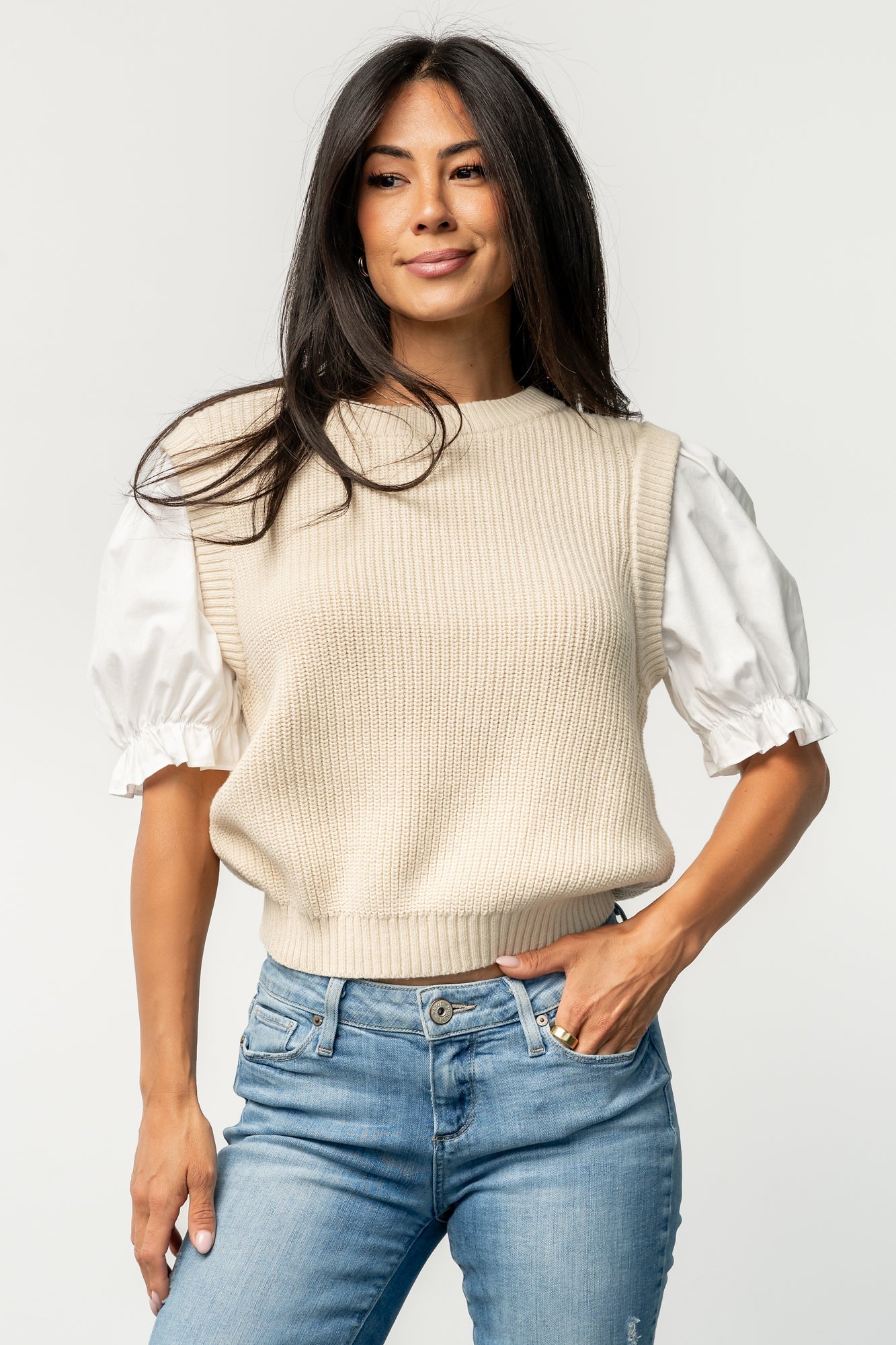 Taylor Puff Sleeve Top | Cream + Ivory