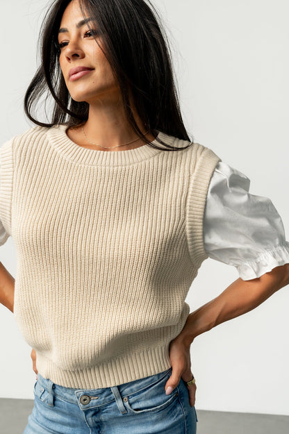 Taylor Puff Sleeve Top | Cream + Ivory