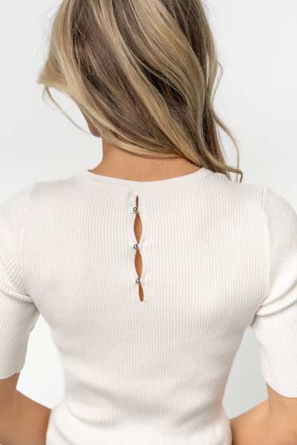 Chiara Ribbed Top | Ivory