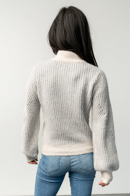 Vanessa Sweater | Natural + Blue Stripe