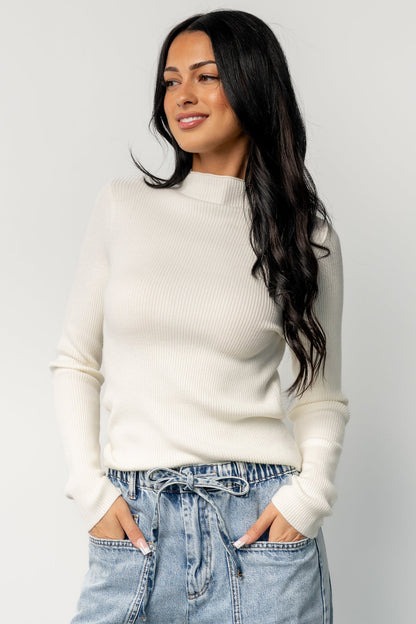 Ilsa Ribbed Sweater Top | Ivory