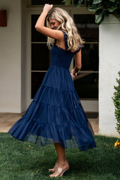 Emma Smocked Tulle Dress | Navy