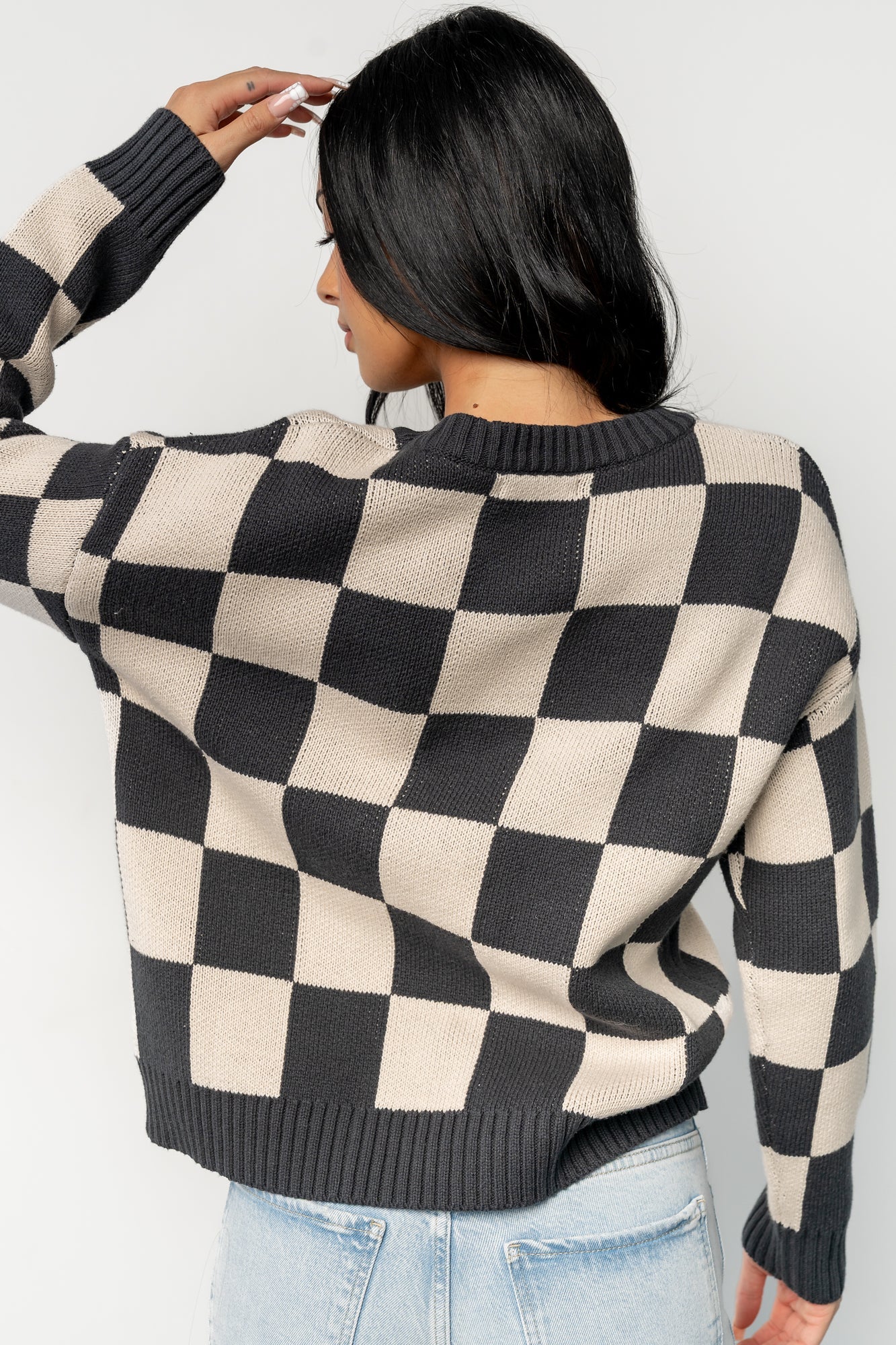 Quincy Checkered Sweater | Deep Jade