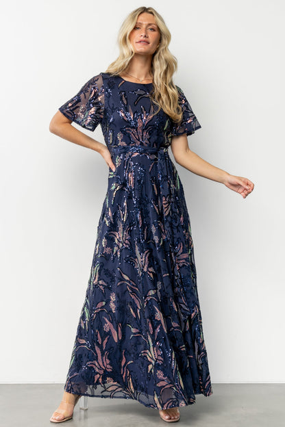 Muse Sequin Maxi Dress | Dark Blue Multi