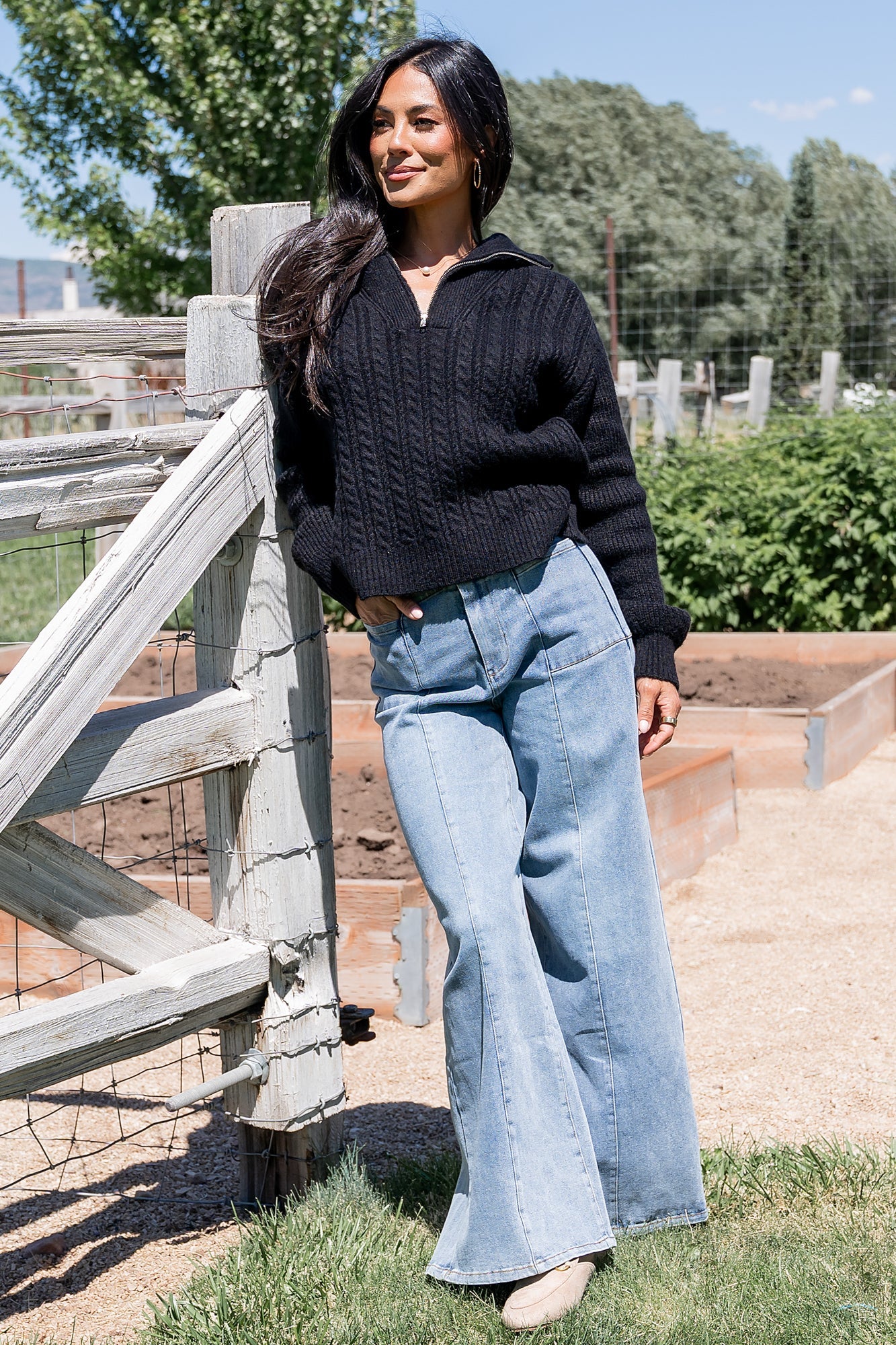 Signe Half Zip Sweater | Black