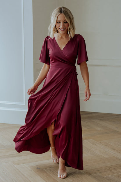 Vara Satin Maxi Wrap Dress | Mulberry