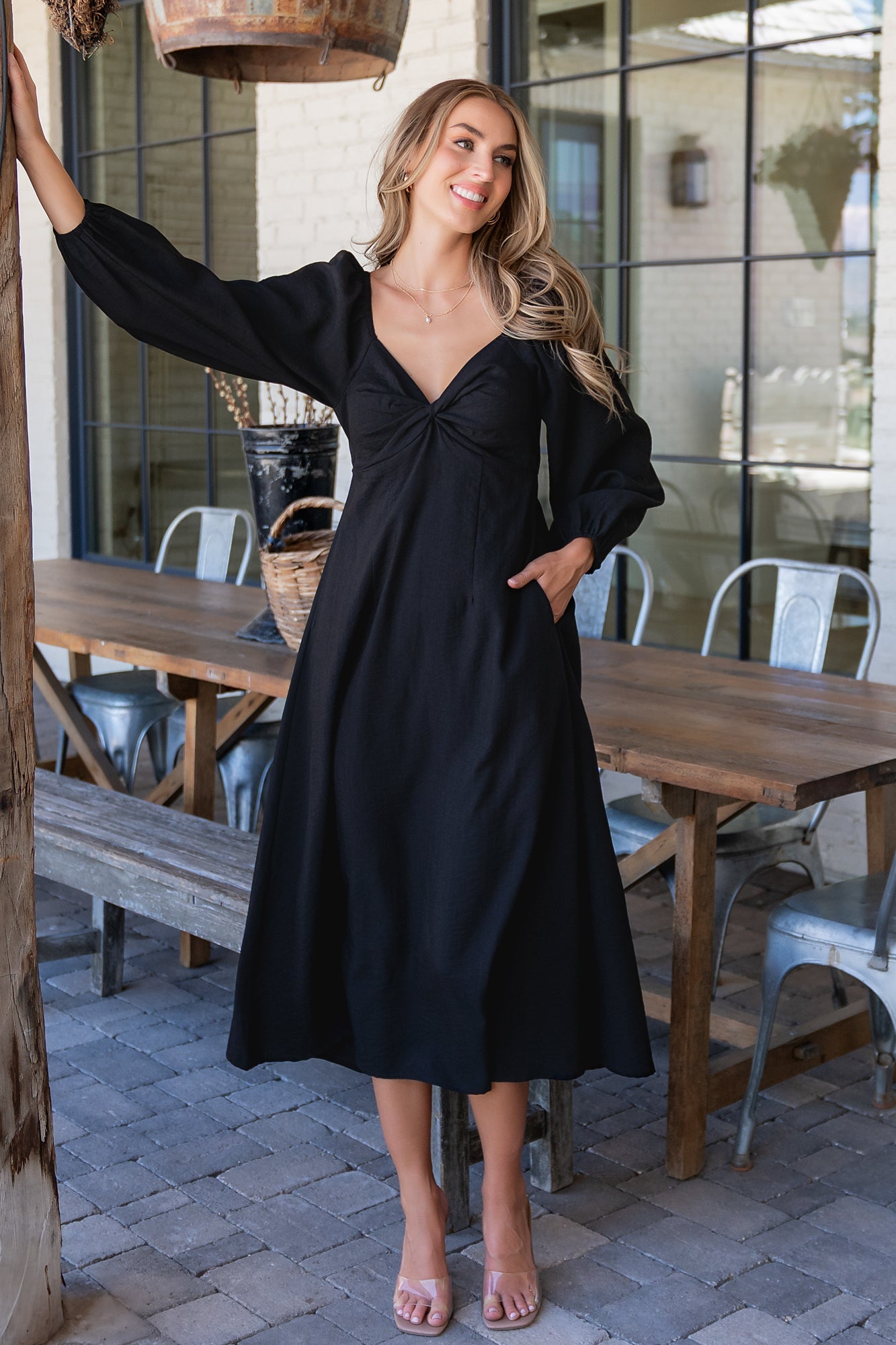 Rosalie Back Tie Dress | Black