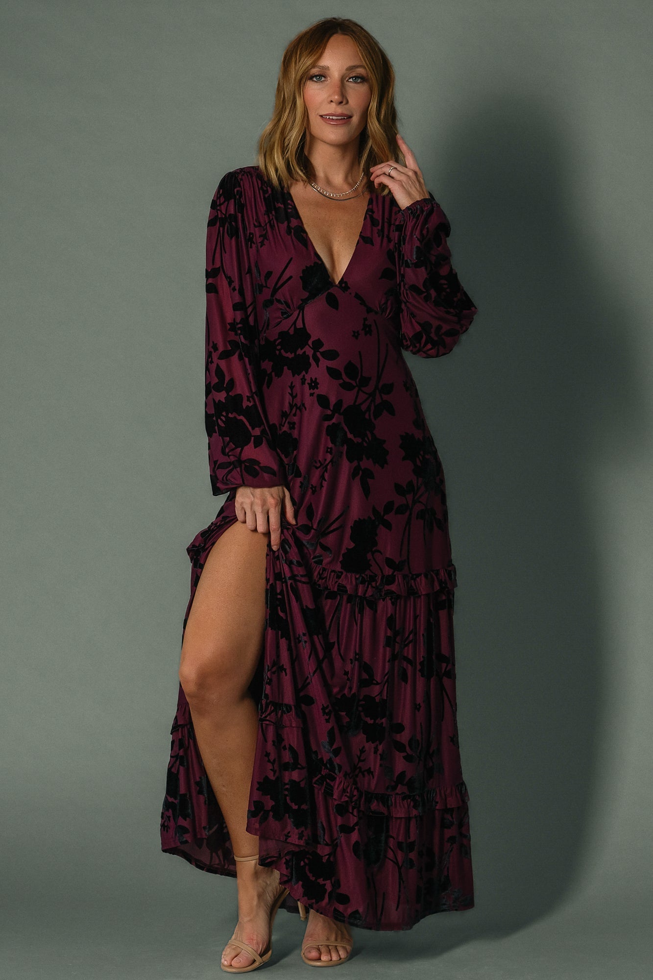Liana Velvet Embossed Maxi Dress | Mulberry