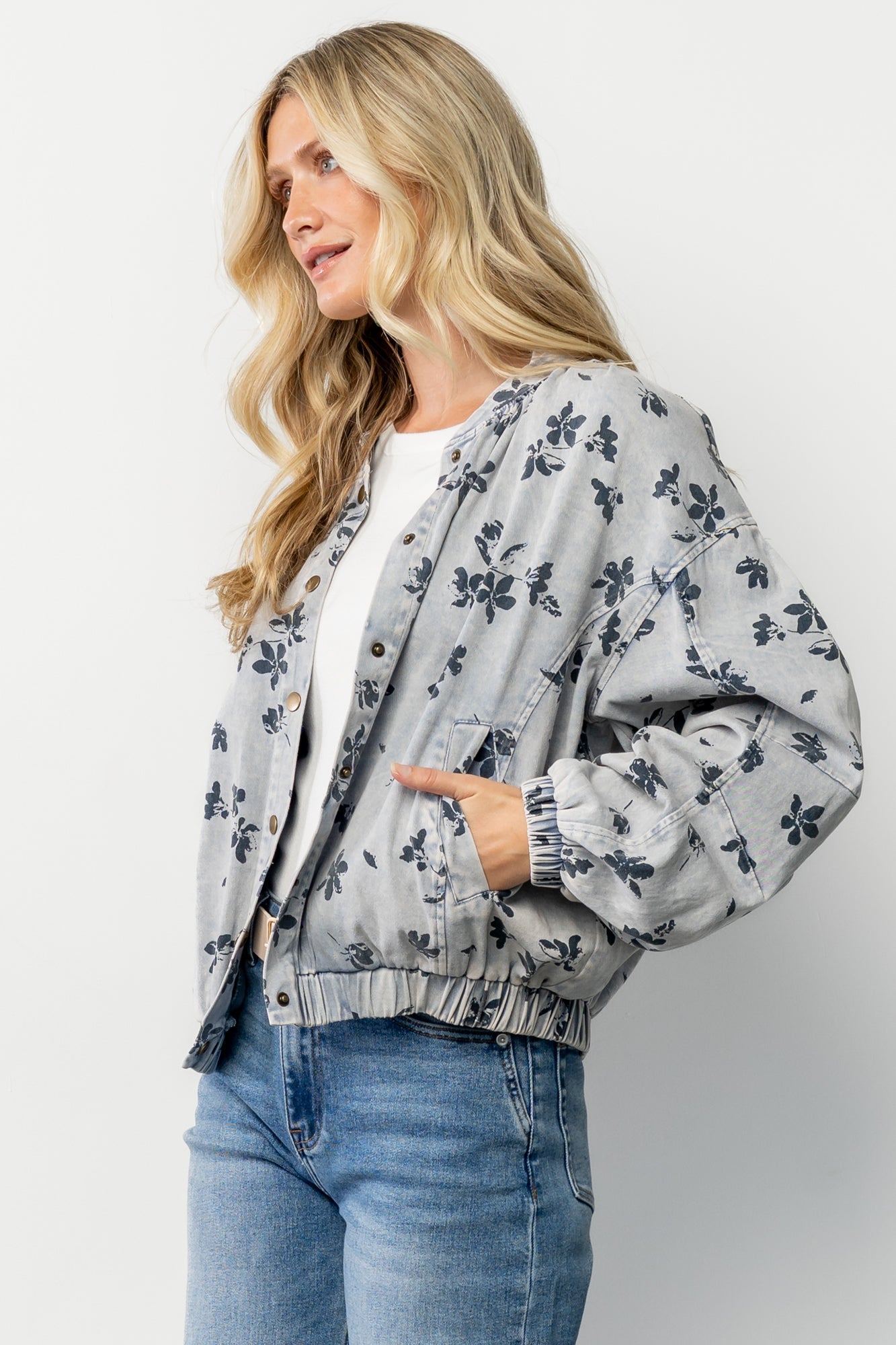 Gia Bomber Jacket | Blue Floral