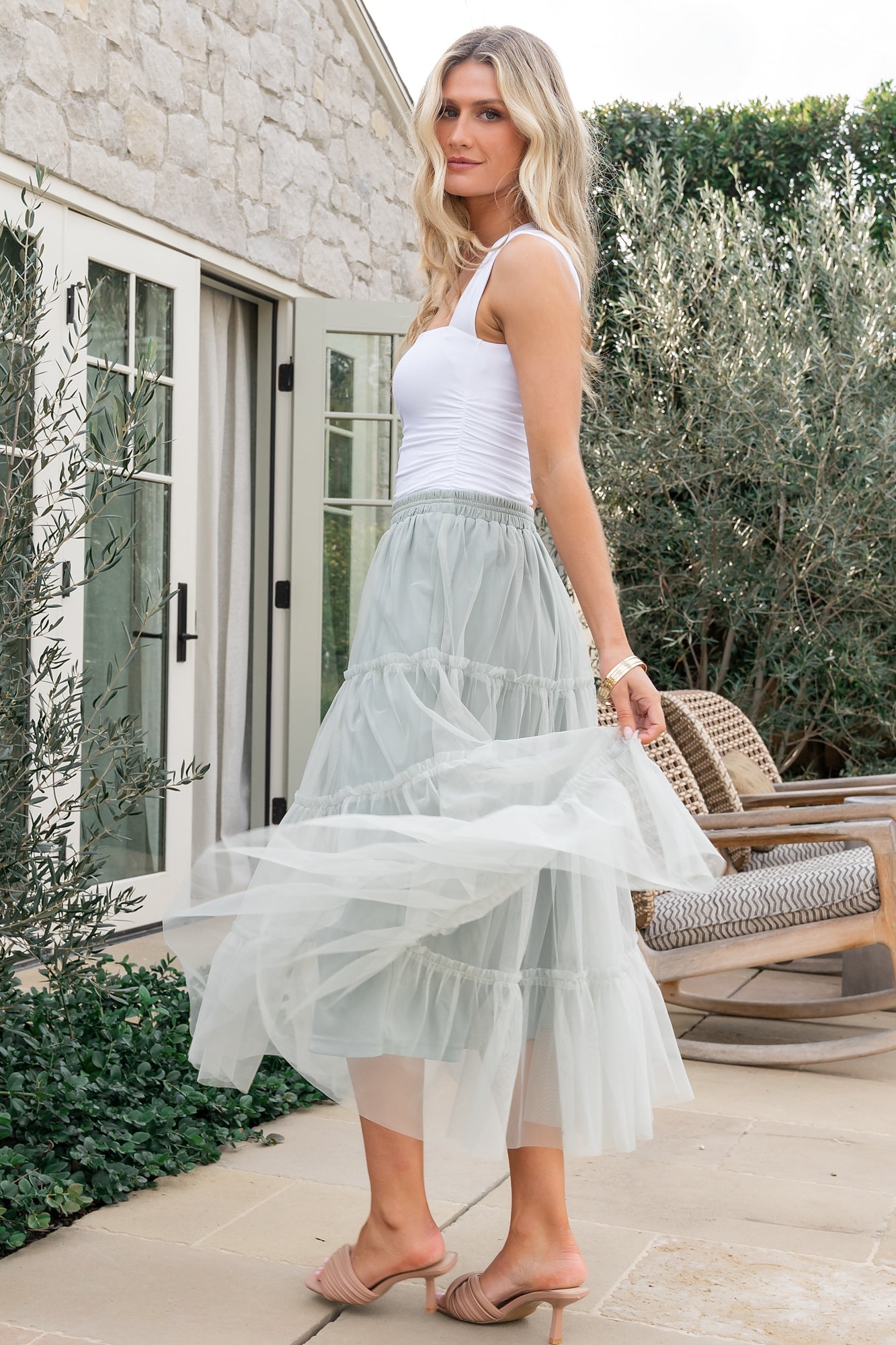 Galena Tulle Skirt | Light Sage