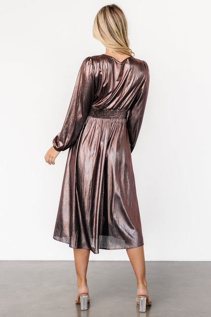 Aisha Shimmer Dress | Bronze