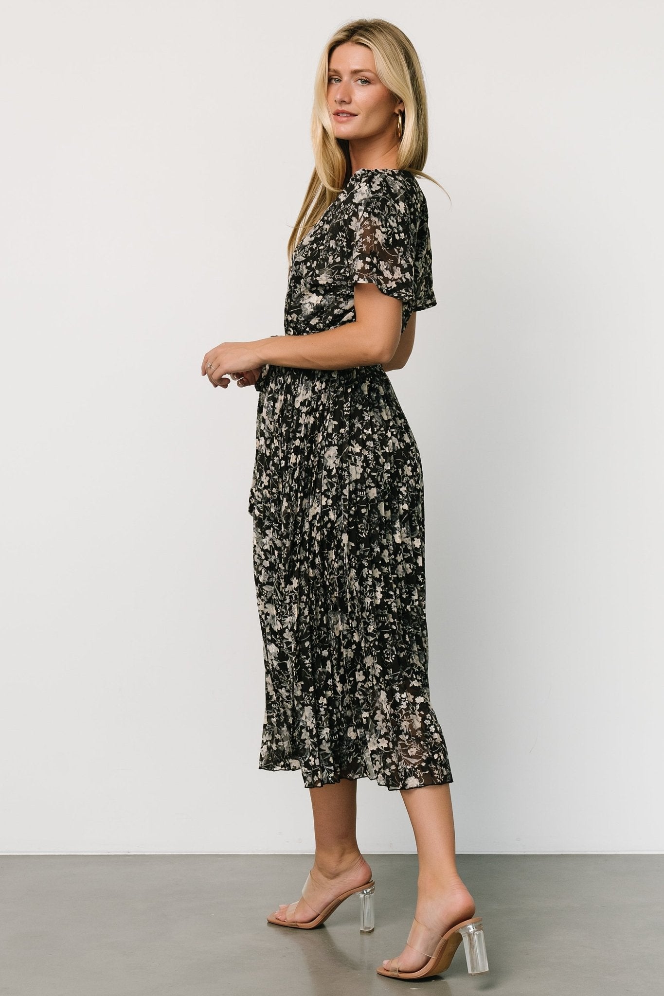 Alexandra Pleated Dress | Black + Slate