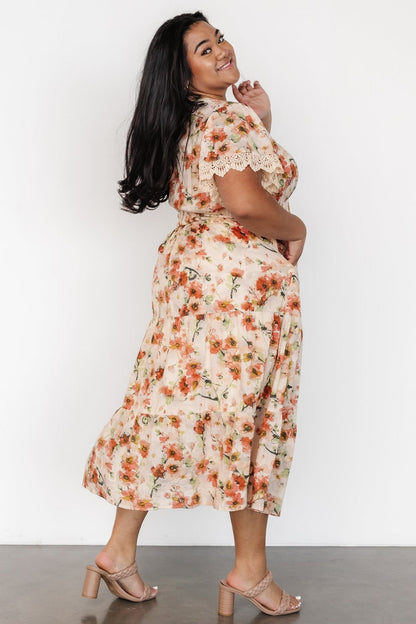 Aliyah Midi Dress | Coral Floral