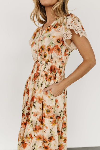 Aliyah Midi Dress | Coral Floral