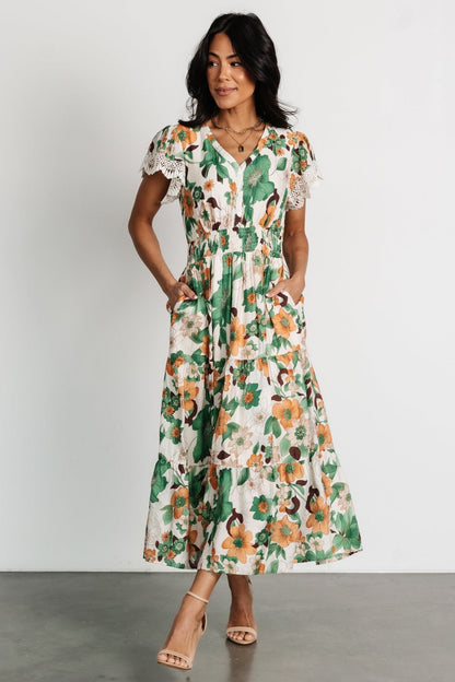 Aliyah Midi Dress | Green Floral