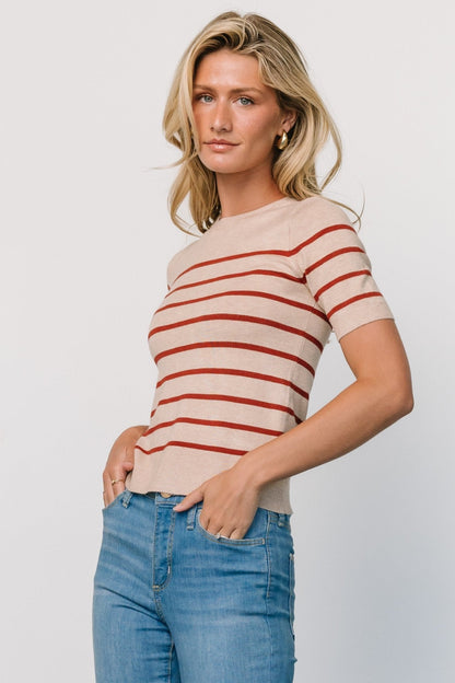 Alyson Knit Top | Oatmeal + Rust