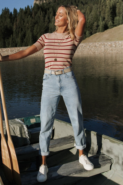 Alyson Knit Top | Oatmeal + Rust