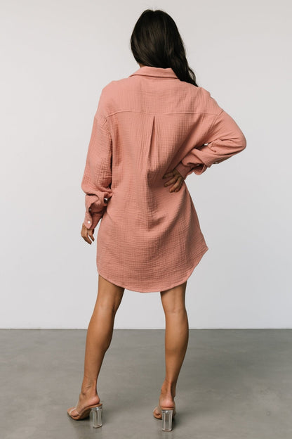 Andres Button Shirt Dress | Dusty Rose