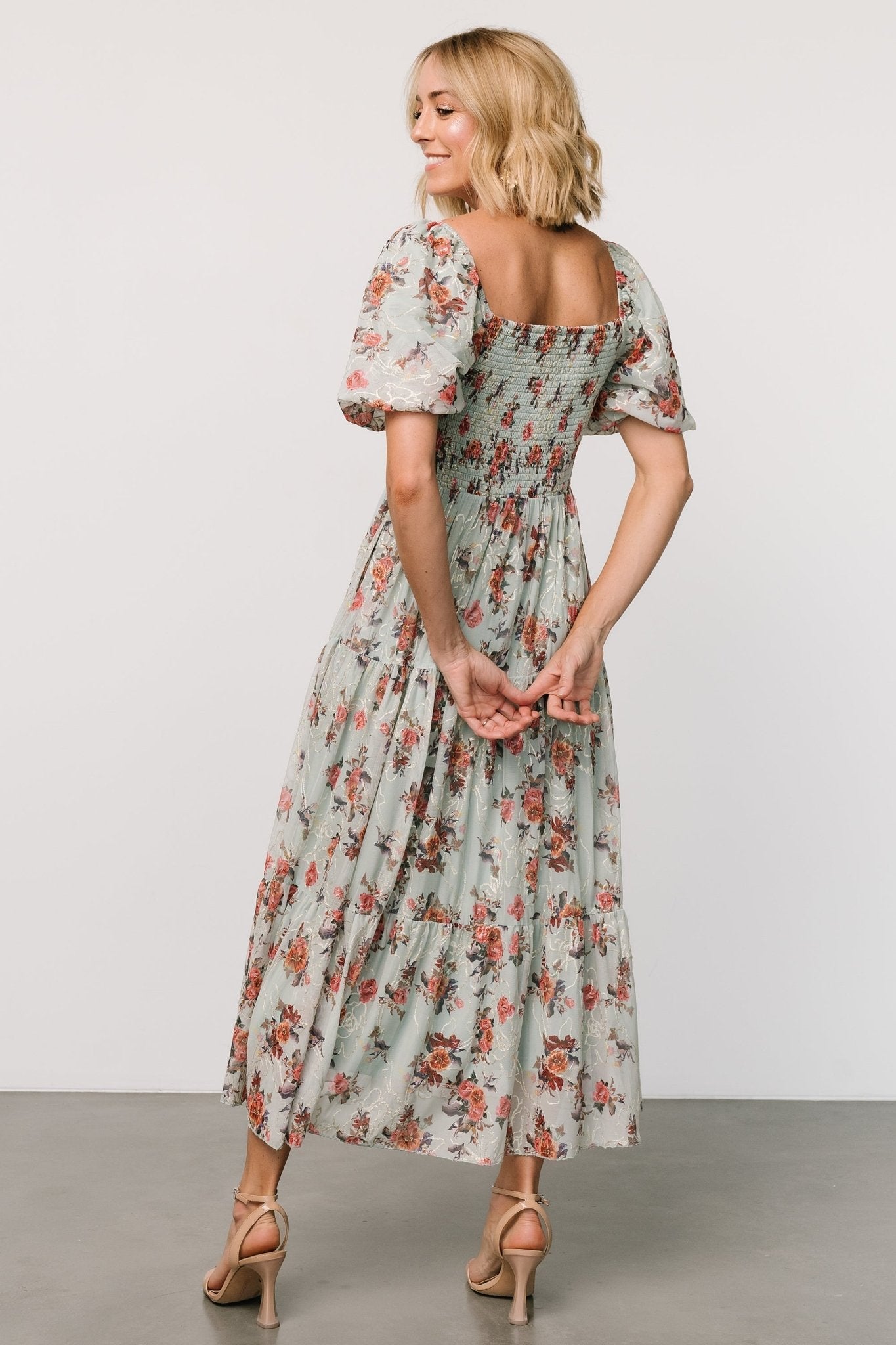 Annabeth Midi Dress | Eucalyptus Floral