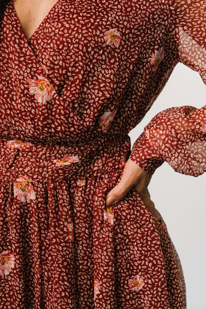 Anne Short Dress | Rust Print