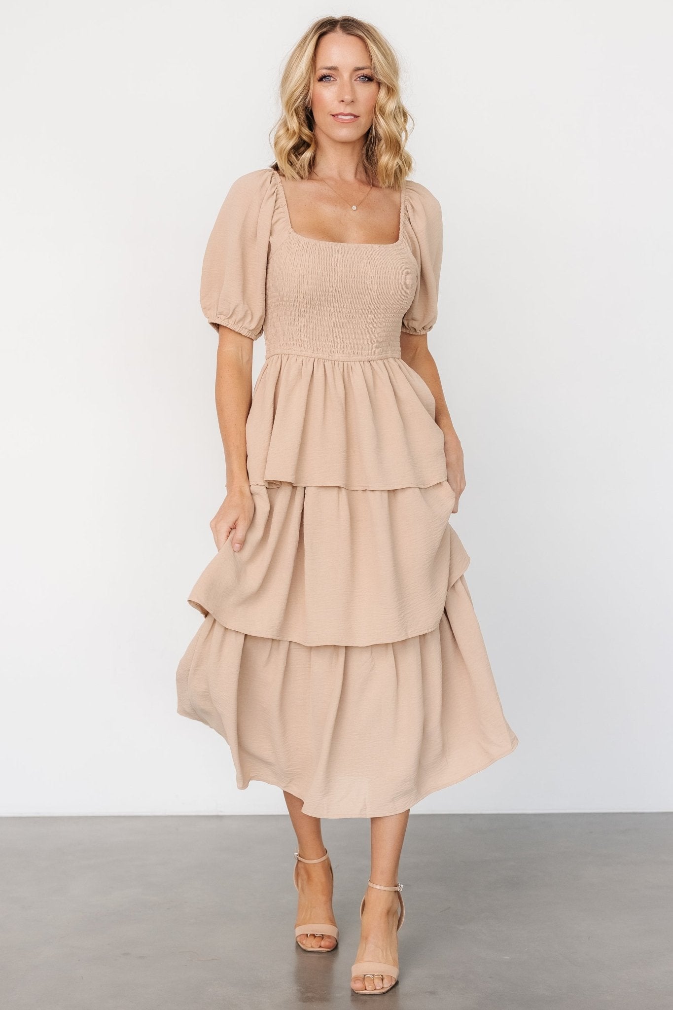 Ashbourne Tiered Dress | Taupe