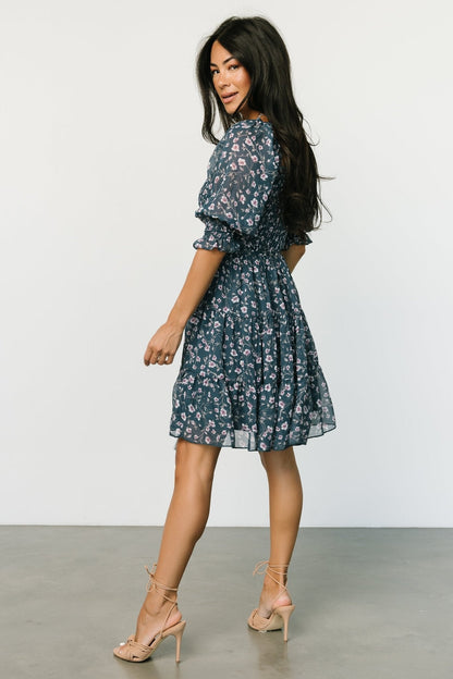 Azlyn Smocked Short Dress | Blue Multi