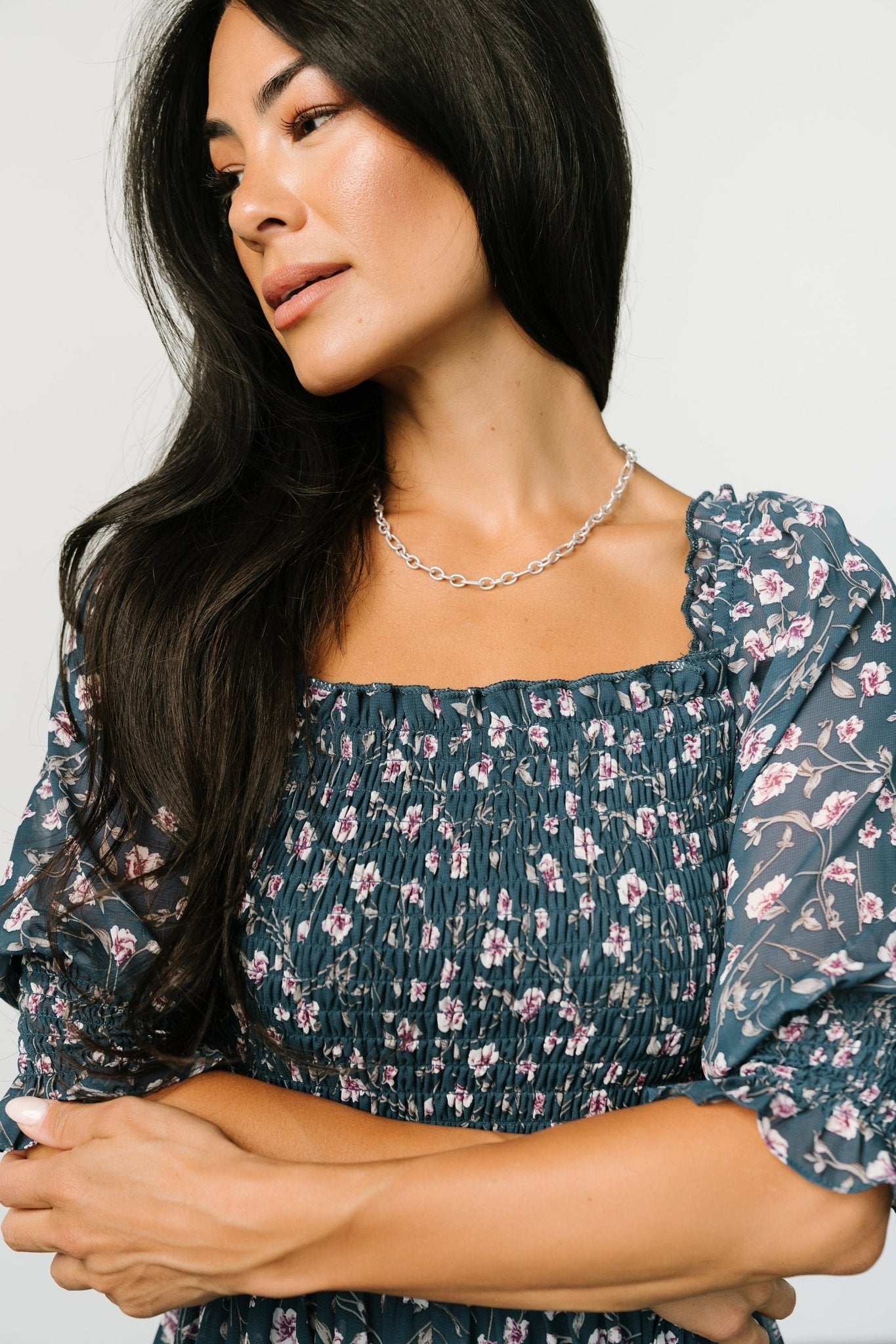 Azlyn Smocked Short Dress | Blue Multi