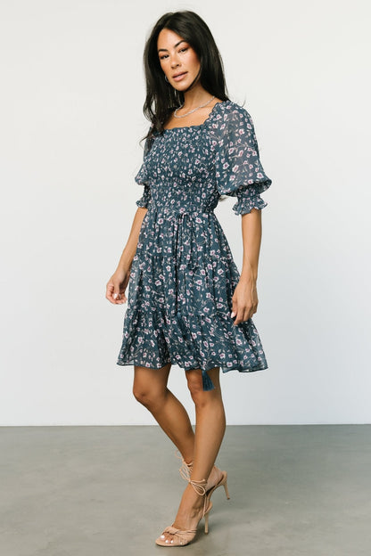 Azlyn Smocked Short Dress | Blue Multi