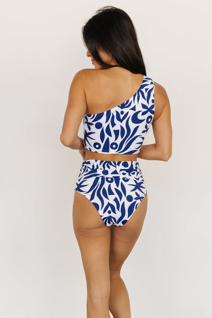 Bali High Rise Bikini Bottom | White + Navy