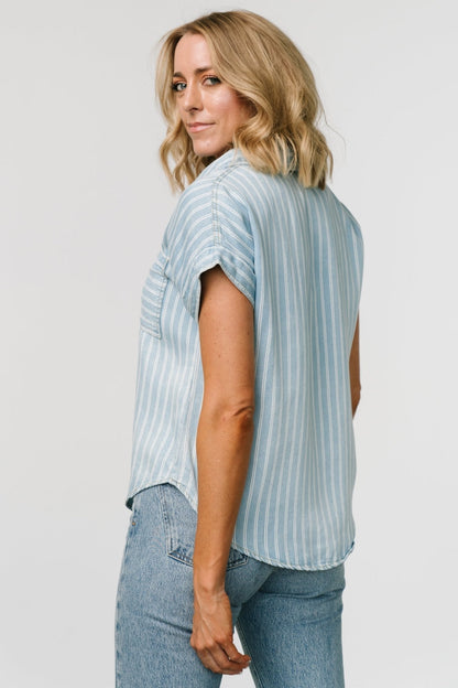 Berkley Striped Top | Denim Blue