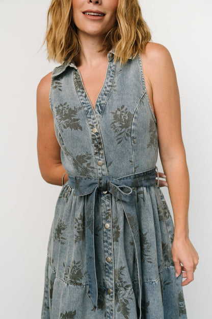 Bernadette Sleeveless Denim Dress | Washed Blue