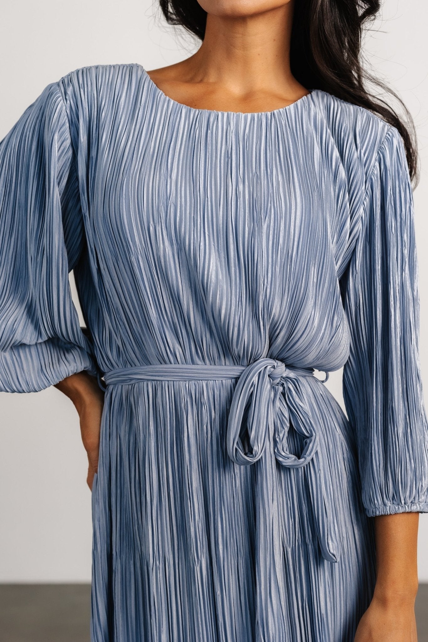 Bethany Pleated Midi Dress | Light Blue