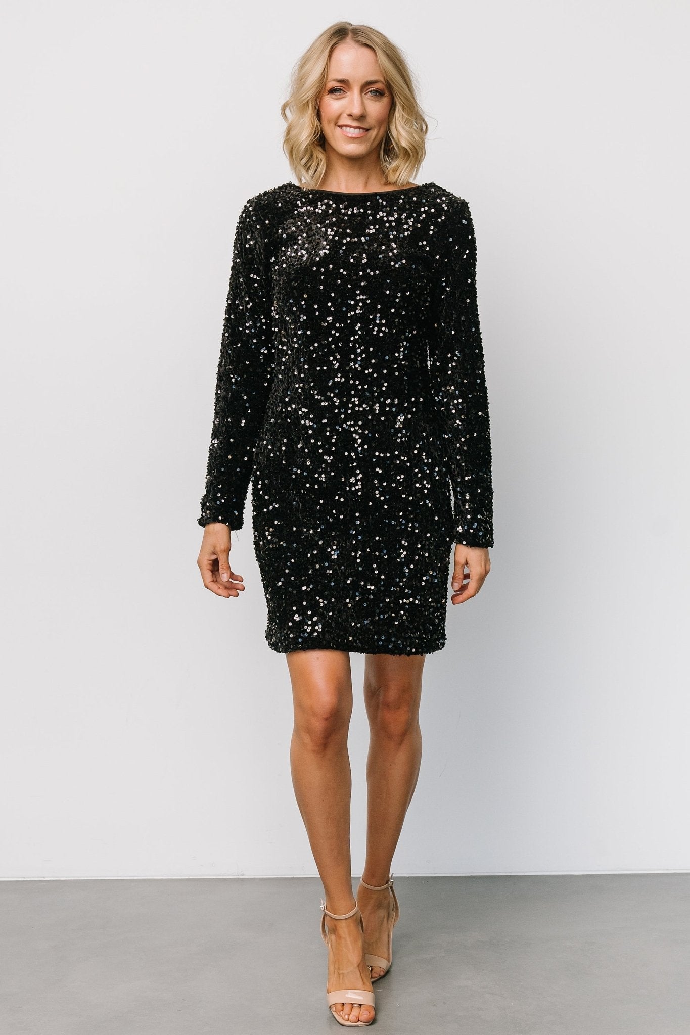 Betty Sequin Short Dress | Black