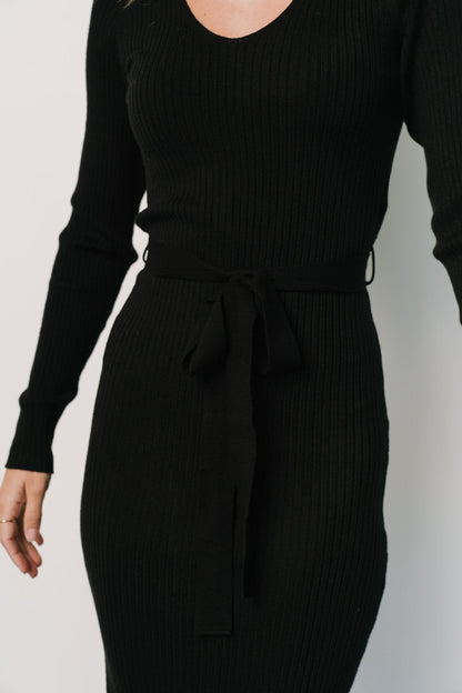 Blayne Ribbed Midi Dress | Black