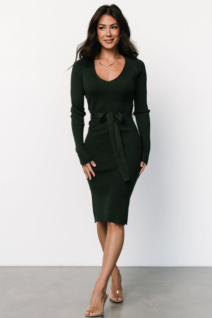 Blayne Ribbed Midi Dress | Emerald