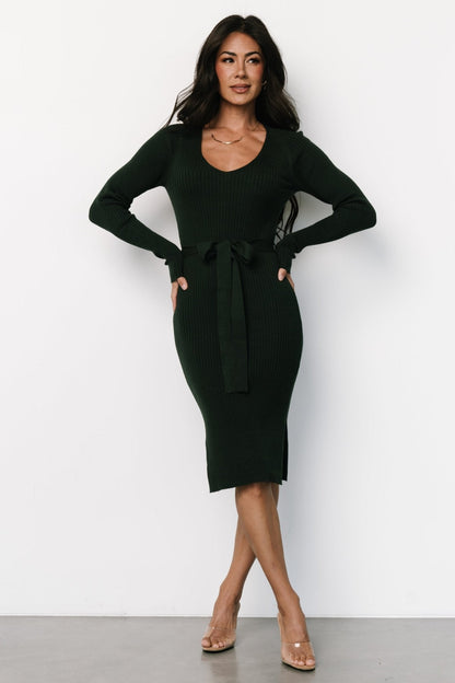 Blayne Ribbed Midi Dress | Emerald