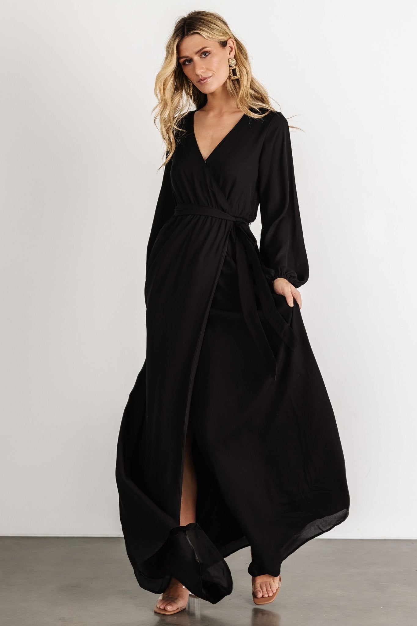 Breanne Faux Wrap Maxi Dress | Black