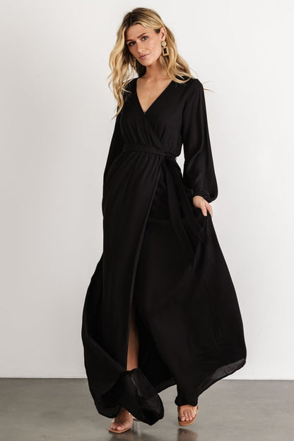 Breanne Faux Wrap Maxi Dress | Black