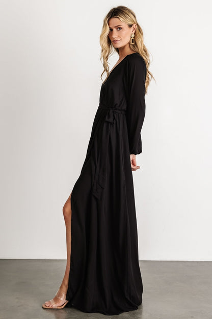 Breanne Faux Wrap Maxi Dress | Black