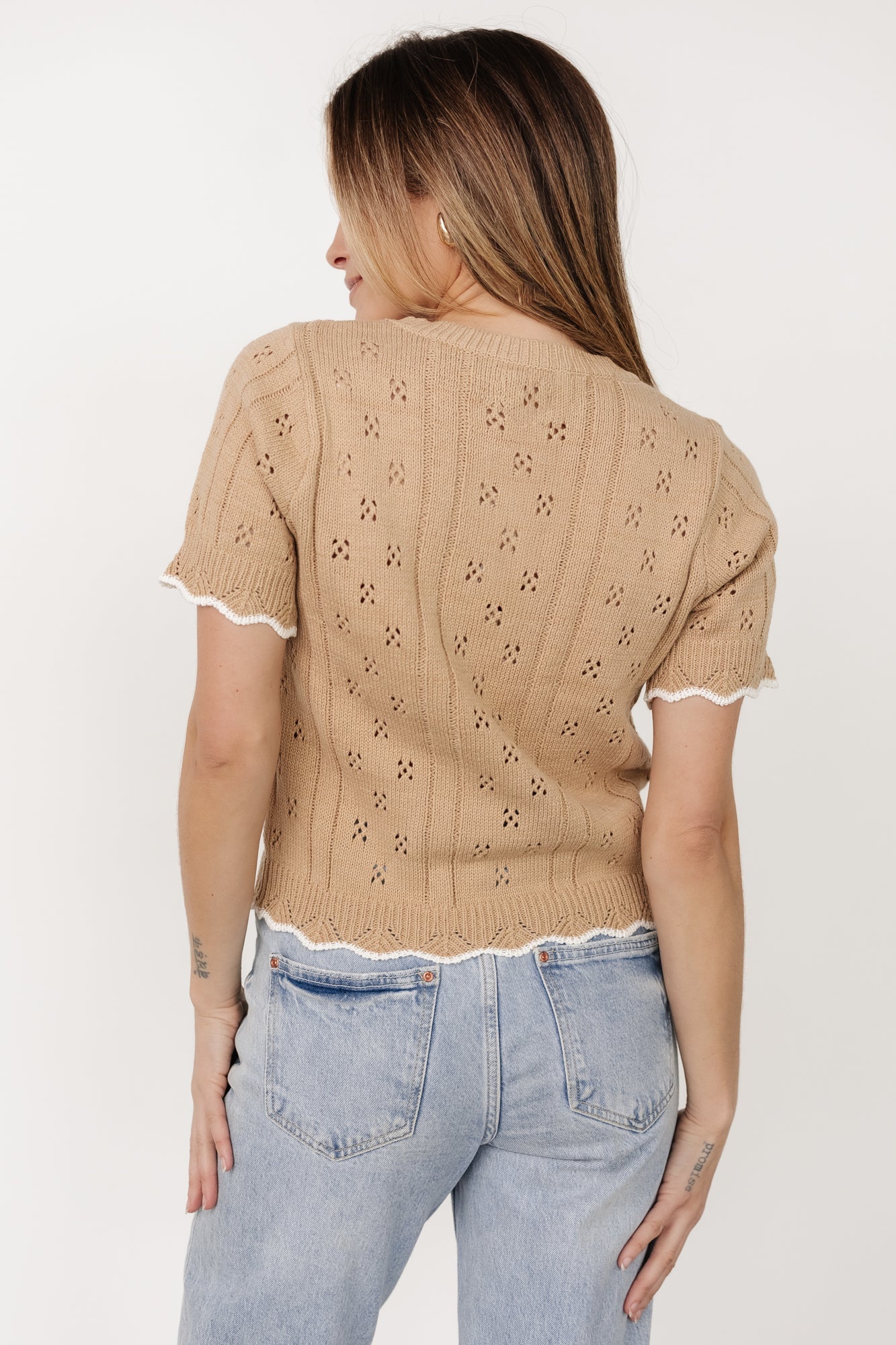 Britt Pointelle Knit Top | Natural + Ivory