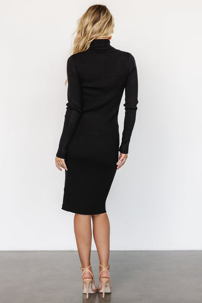 Caldwell Ribbed Turtleneck Midi Dress | Black