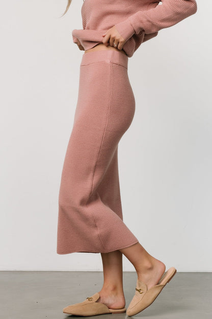 Carey Waffle Midi Skirt | Rose