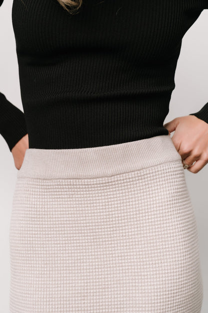 Carey Waffle Midi Skirt | Taupe
