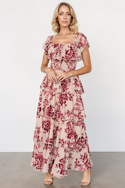 Carina Off Shoulder Maxi Dress | Nude + Rose
