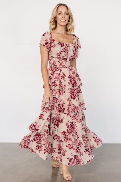 Carina Off Shoulder Maxi Dress | Nude + Rose