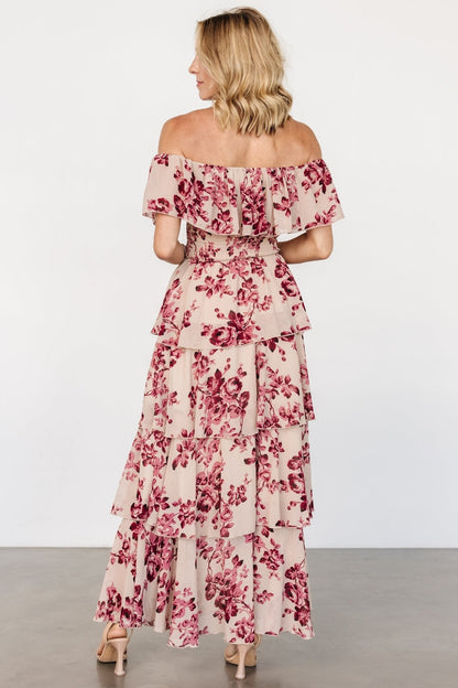 Carina Off Shoulder Maxi Dress | Nude + Rose