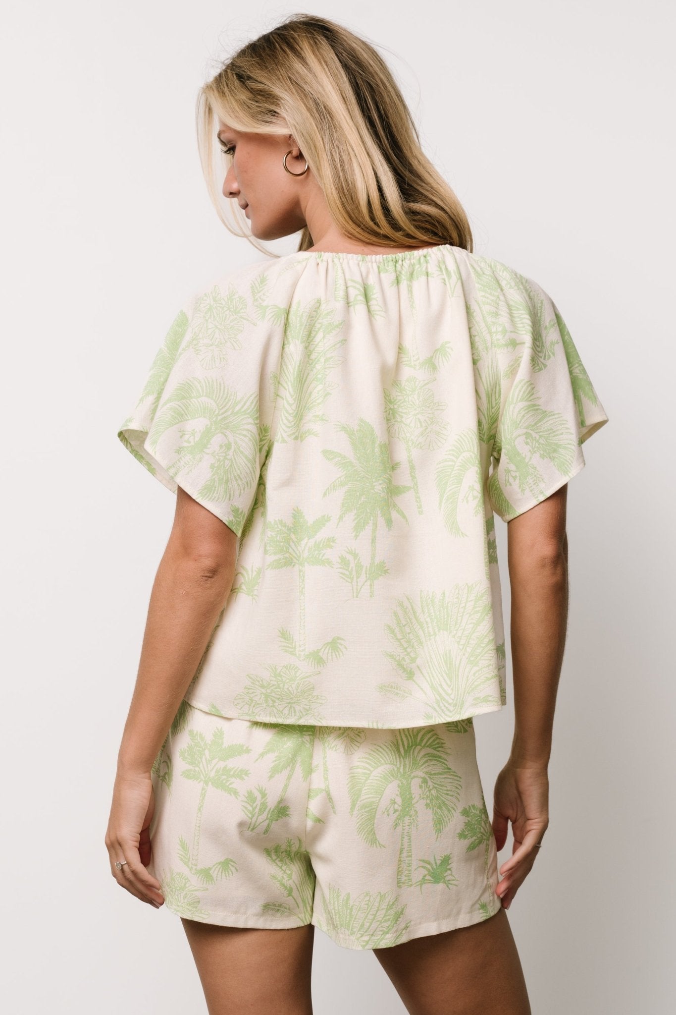 Carlina Set | Cream + Green Print