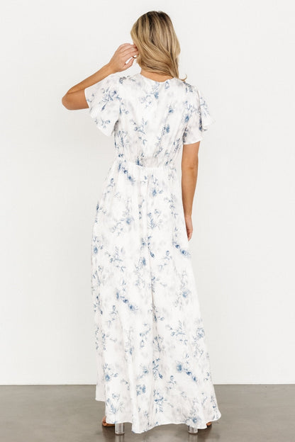 Carmen Maxi Dress | Off White + Blue Floral